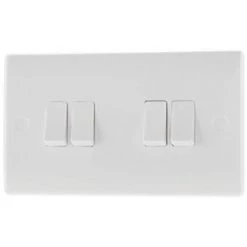 British General 800 Series 10AX 4-Gang 2-Way Light Switch White