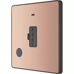 British General Evolve 13A Unswitched Fused Spur with LED Copper with Black Inserts