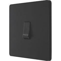 British General Evolve 10A 1-Gang 1-Way Bell Push Switch Matt Black with Black Inserts