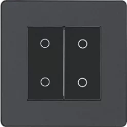 British General Evolve 2-Gang 2-Way LED Double Master Touch Trailing Edge Dimmer Switch Grey with Black Inserts -British General Switches & Sockets Store 122PY A2