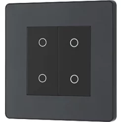 British General Evolve 2-Gang 2-Way LED Double Master Touch Trailing Edge Dimmer Switch Grey with Black Inserts -British General Switches & Sockets Store 122PY A3
