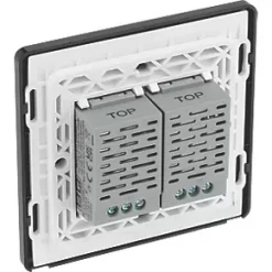 British General Evolve 2-Gang 2-Way LED Double Master Touch Trailing Edge Dimmer Switch Grey with Black Inserts -British General Switches & Sockets Store 122PY A4