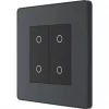 British General Evolve 2-Gang 2-Way LED Double Master Touch Trailing Edge Dimmer Switch Grey with Black Inserts