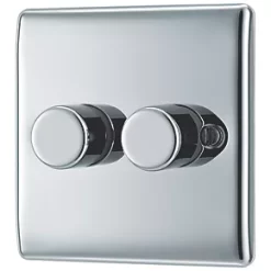 British General Nexus Metal 2-Gang 2-Way LED Dimmer Switch Polished Chrome