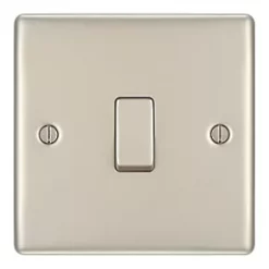 British General Nexus Metal 20A 16AX 1-Gang Int. Light Switch Pearl Nickel -British General Switches & Sockets Store 123PY A2