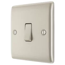 British General Nexus Metal 20A 16AX 1-Gang Int. Light Switch Pearl Nickel