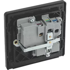 British General Evolve 13A 1-Gang SP Switched Socket Black with Black Inserts -British General Switches & Sockets Store 124RF A4