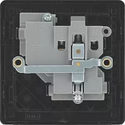British General Evolve 13A 1-Gang SP Switched Socket Black with Black Inserts -British General Switches & Sockets Store 124RF A5