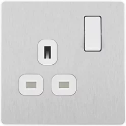 British General Evolve 13A 1-Gang SP Switched Socket Brushed Steel with White Inserts 8 British General Evolve 13A 1-Gang SP Switched Socket Brushed Steel with White Inserts -British General Switches & Sockets Store 126RF A2