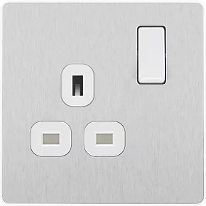 British General Evolve 13A 1-Gang SP Switched Socket Brushed Steel with White Inserts 3 British General Evolve 13A 1-Gang SP Switched Socket Brushed Steel with White Inserts - Image 3