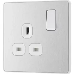 British General Evolve 13A 1-Gang SP Switched Socket Brushed Steel with White Inserts 9 British General Evolve 13A 1-Gang SP Switched Socket Brushed Steel with White Inserts -British General Switches & Sockets Store 126RF A3