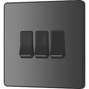 British General Evolve 20 A 16AX 3-Gang 2-Way Light Switch Black with Black Inserts 4 British General Evolve 20 A 16AX 3-Gang 2-Way Light Switch Black with Black Inserts - Image 4