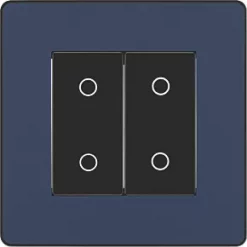 British General Evolve 1-Gang 2-Way LED Double Master Touch Trailing Edge Dimmer Switch Blue with Black Inserts -British General Switches & Sockets Store 128PY A2