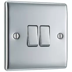 British General Nexus Metal 10AX 2-Gang 2-Way Light Switch Polished Chrome -British General Switches & Sockets Store 130FT A2