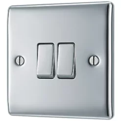 British General Nexus Metal 10AX 2-Gang 2-Way Light Switch Polished Chrome