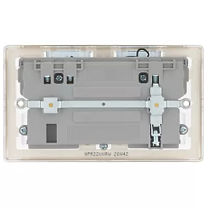 British General Nexus Metal 13A 2-Gang SP Switched Double Socket With WiFi Extender + 2.1A 1-Outlet Type A USB Charger Pearl Nickel with White Inserts 6 British General Nexus Metal 13A 2-Gang SP Switched Double Socket With WiFi Extender + 2.1A 1-Outlet Type A USB Charger Pearl Nickel with White Inserts - Image 6