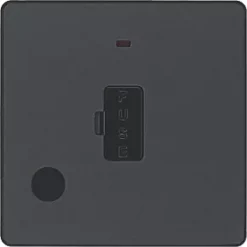 British General Evolve 13A Unswitched Fused Spur with LED Grey with Black Inserts -British General Switches & Sockets Store 139PX A2