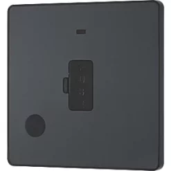 British General Evolve 13A Unswitched Fused Spur with LED Grey with Black Inserts -British General Switches & Sockets Store 139PX A3