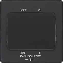 British General Evolve 10A 1-Gang 3-Pole Fan Isolator Switch Matt Black with Black Inserts -British General Switches & Sockets Store 143PX A2