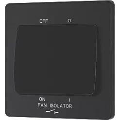 British General Evolve 10A 1-Gang 3-Pole Fan Isolator Switch Matt Black with Black Inserts -British General Switches & Sockets Store 143PX A3