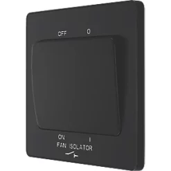 British General Evolve 10A 1-Gang 3-Pole Fan Isolator Switch Matt Black with Black Inserts