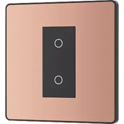 British General Evolve 1-Gang 2-Way LED Single Secondary Trailing Edge Touch Dimmer Switch Copper with Black Inserts -British General Switches & Sockets Store 148PY A3