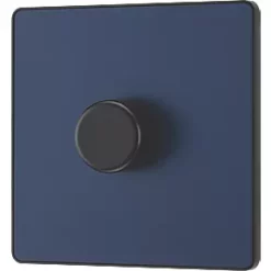 British General Evolve 1-Gang 2-Way LED Trailing Edge Single Push Dimmer Switch with Rotary Control Blue with Black Inserts -British General Switches & Sockets Store 149PY A3