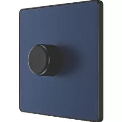 British General Evolve 1-Gang 2-Way LED Trailing Edge Single Push Dimmer Switch with Rotary Control Blue with Black Inserts