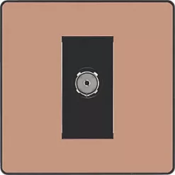 British General Evolve Coaxial TV / FM Socket Copper with Black Inserts -British General Switches & Sockets Store 155RF A2