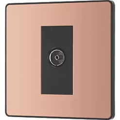 British General Evolve Coaxial TV / FM Socket Copper with Black Inserts -British General Switches & Sockets Store 155RF A3