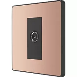 British General Evolve Coaxial TV / FM Socket Copper with Black Inserts
