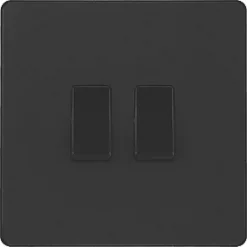 British General Evolve 20 A 16AX 2-Gang 2-Way Light Switch Matt Black with Black Inserts -British General Switches & Sockets Store 159PY A2