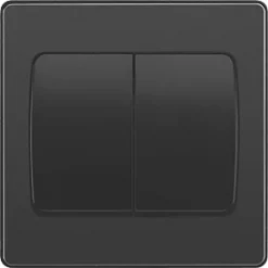 British General Evolve 20 A 16AX 2-Gang 2-Way Wide Rocker Light Switch Black with Black Inserts -British General Switches & Sockets Store 170PY A2