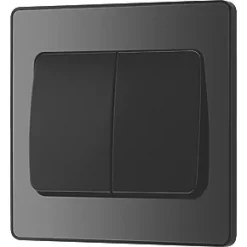 British General Evolve 20 A 16AX 2-Gang 2-Way Wide Rocker Light Switch Black with Black Inserts -British General Switches & Sockets Store 170PY A3