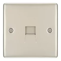 British General Nexus Metal Master Telephone Socket Pearl Nickel with Colour-Matched Inserts -British General Switches & Sockets Store 173XG A2