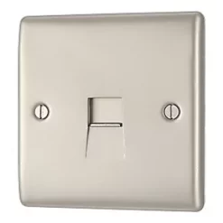 British General Nexus Metal Master Telephone Socket Pearl Nickel with Colour-Matched Inserts -British General Switches & Sockets Store 173XG A3