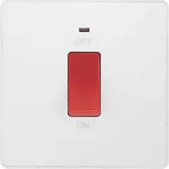 British General Evolve 45A 1-Gang 2-Pole Cooker Switch Pearlescent White with LED with White Inserts -British General Switches & Sockets Store 177PY A2