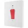 British General Evolve 45A 1-Gang 2-Pole Cooker Switch Pearlescent White with LED with White Inserts