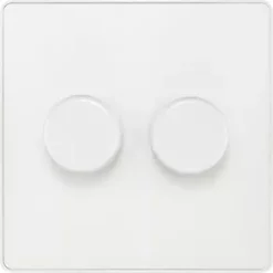 British General Evolve 2-Gang 2-Way LED Trailing Edge Double Push Dimmer with Rotary Control Pearlescent White with White Inserts -British General Switches & Sockets Store 180PY A2