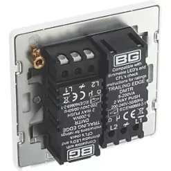 British General Evolve 2-Gang 2-Way LED Trailing Edge Double Push Dimmer with Rotary Control Pearlescent White with White Inserts -British General Switches & Sockets Store 180PY A4