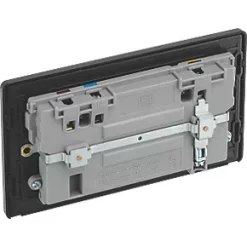 British General Evolve 13A 2-Gang SP Switched Socket + 3.1A 2-Outlet Type A USB Charger Satin Brass with Black Inserts -British General Switches & Sockets Store 182RF A4