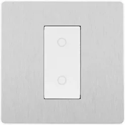British General Evolve 1-Gang 2-Way LED Single Master Trailing Edge Touch Dimmer Switch Brushed Steel with White Inserts -British General Switches & Sockets Store 188PY A2