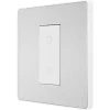 British General Evolve 1-Gang 2-Way LED Single Master Trailing Edge Touch Dimmer Switch Brushed Steel with White Inserts