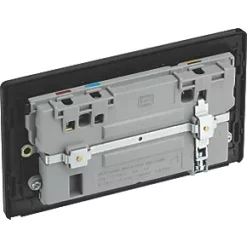 British General Evolve 13A 2-Gang SP Switched Double Socket With WiFi Extender + 2.1A 1-Outlet Type A USB Charger Black with Black Inserts -British General Switches & Sockets Store 190RF A4
