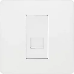 British General Evolve Slave Telephone Socket Pearlescent White with White Inserts -British General Switches & Sockets Store 194RF A2