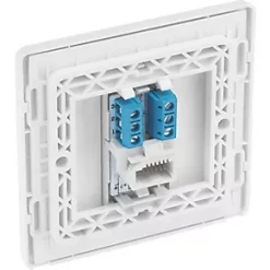 British General Evolve Slave Telephone Socket Pearlescent White with White Inserts -British General Switches & Sockets Store 194RF A4