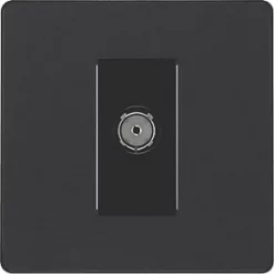British General Evolve Coaxial TV / FM Socket Matt Black with Black Inserts -British General Switches & Sockets Store 199RF A2