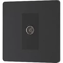 British General Evolve Coaxial TV / FM Socket Matt Black with Black Inserts -British General Switches & Sockets Store 199RF A3