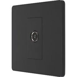 British General Evolve Coaxial TV / FM Socket Matt Black with Black Inserts