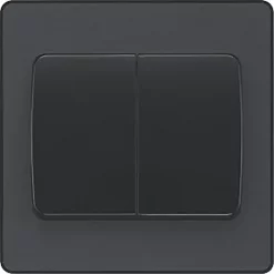 British General Evolve 20 A 16AX 2-Gang 2-Way Wide Rocker Light Switch Grey with Black Inserts -British General Switches & Sockets Store 200PY A2